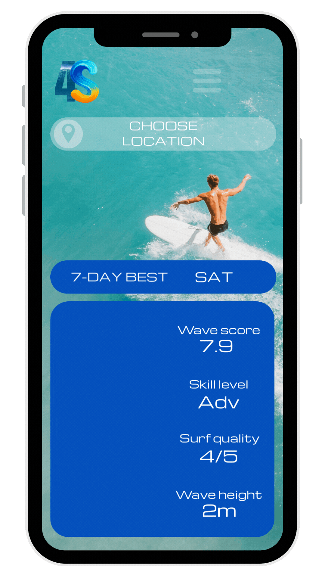 4Shor Surf Forecasting App Screen